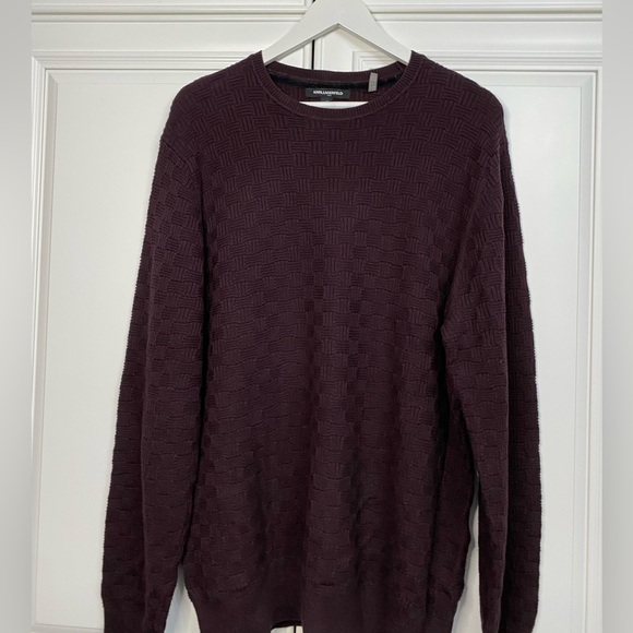 Karl Lagerfeld Men’s Size Large Purple Crew Neck Sweater Shirt Top - Picture 2 of 8